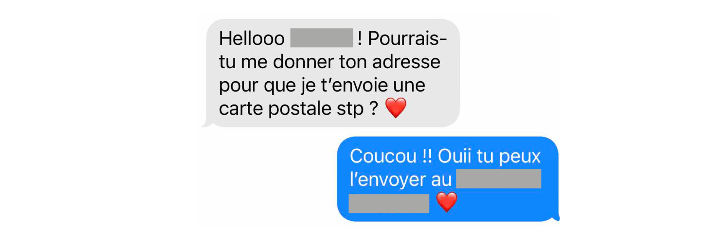 Exemple de message reçu et envoyé par Lisa, 2024.