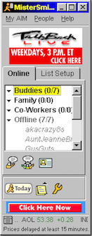 Vue des contacts en ligne sur AOL Instant Messenger