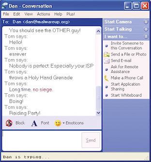 Indicateur de saisie de texte sur MSN Messenger Servic