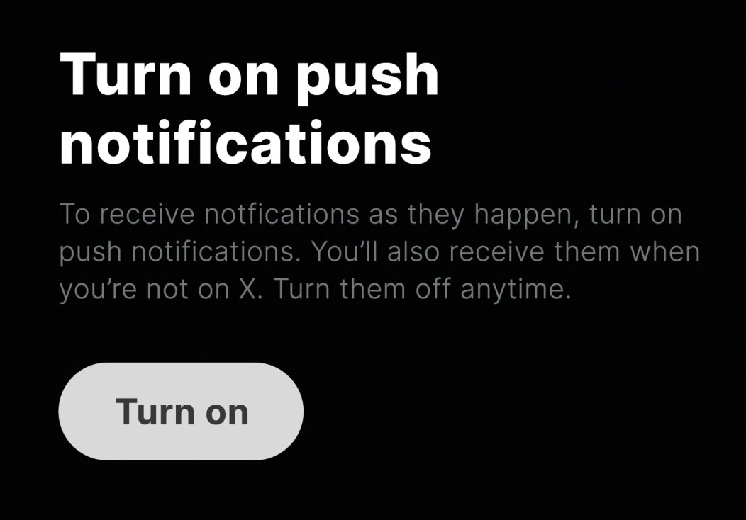 X demande via une notification de réactiver les notifications.