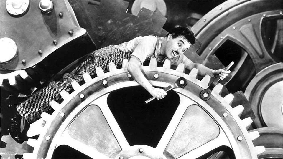 fig.3 ‑ Chaplin, Charlie, réalisateur. Modern Times, 1936. 1934; Charlie Chaplin, United Artists, 1h, 27min.